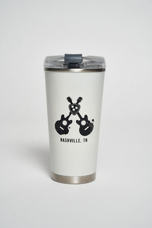 
                  
                    Load image into Gallery viewer, Distressed Guitar Thermal Tumbler with Optional Straw (White)
                  
                
