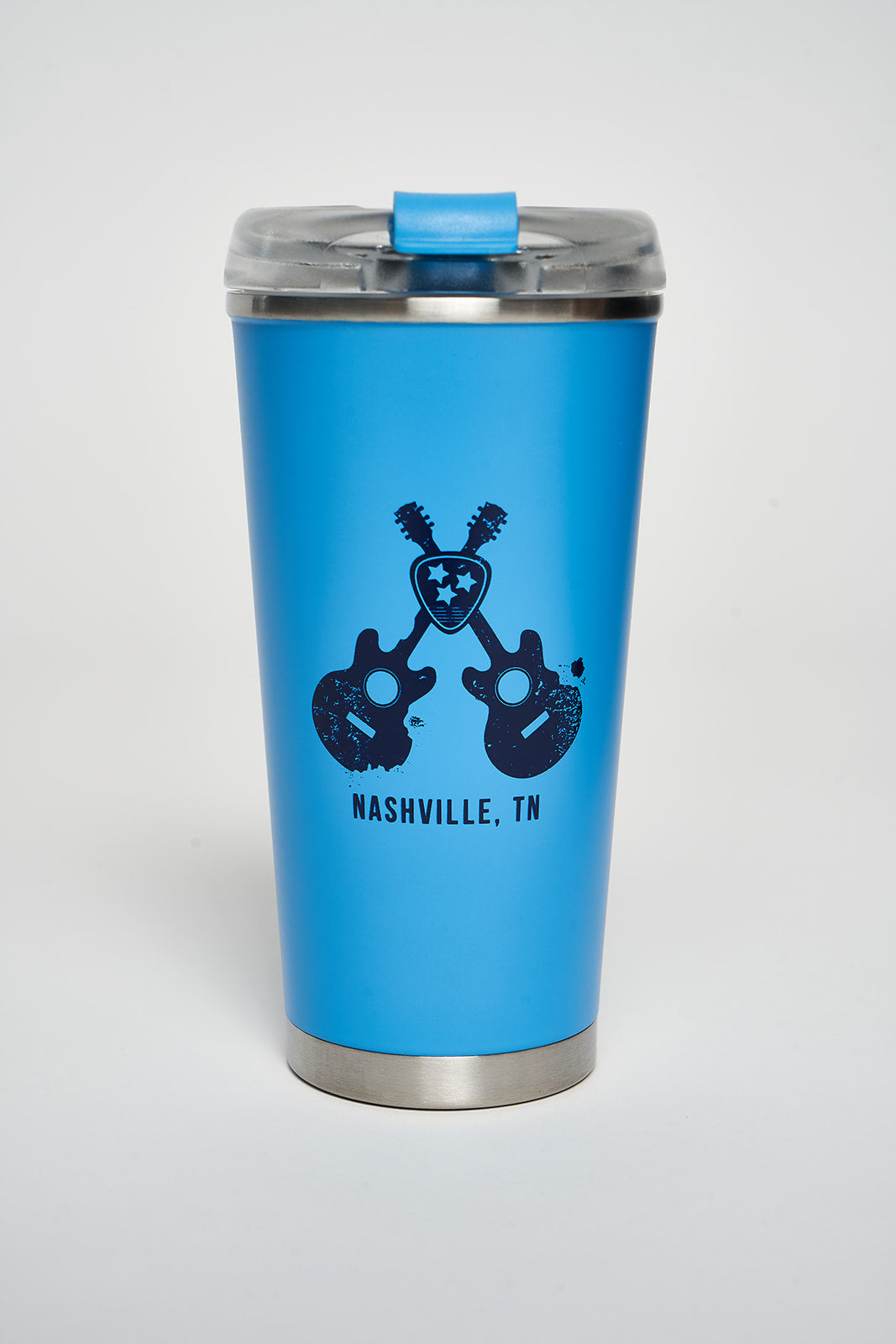 Crossed Guitar Thermal Tumbler with Optional Straw (Blue)