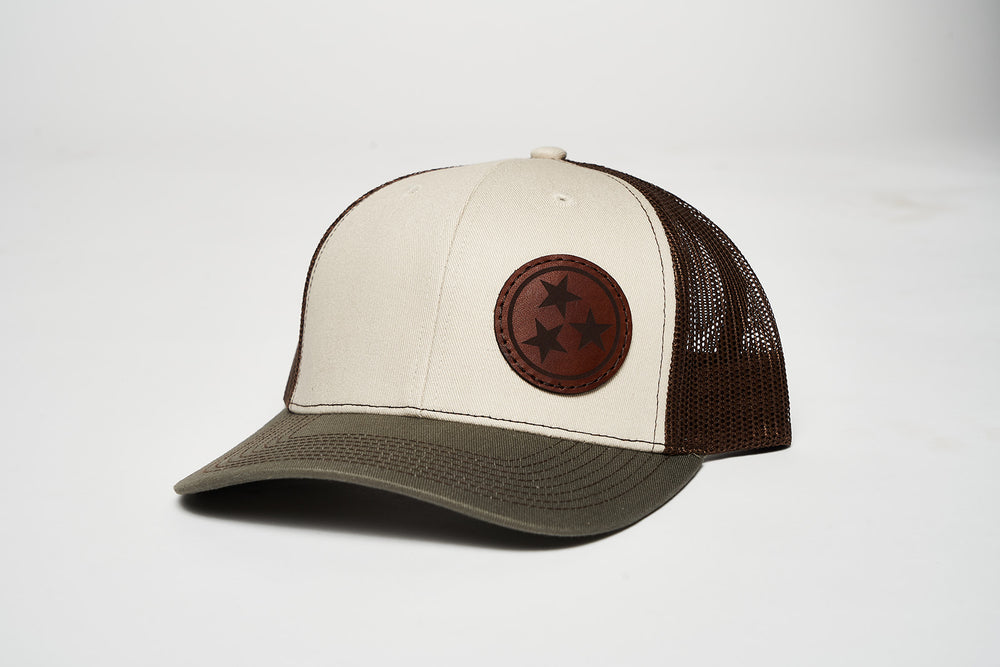 
                  
                    Load image into Gallery viewer, Tri Star Leather Patch Structured Snapback
                  
                