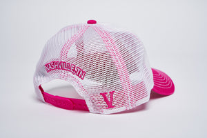 
                  
                    Load image into Gallery viewer, Nashville Pink/White Unstructured Mesh Snapback
                  
                