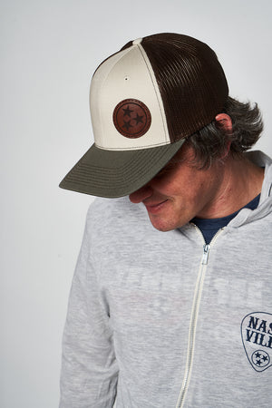 
                  
                    Load image into Gallery viewer, Tri Star Leather Patch Structured Snapback
                  
                