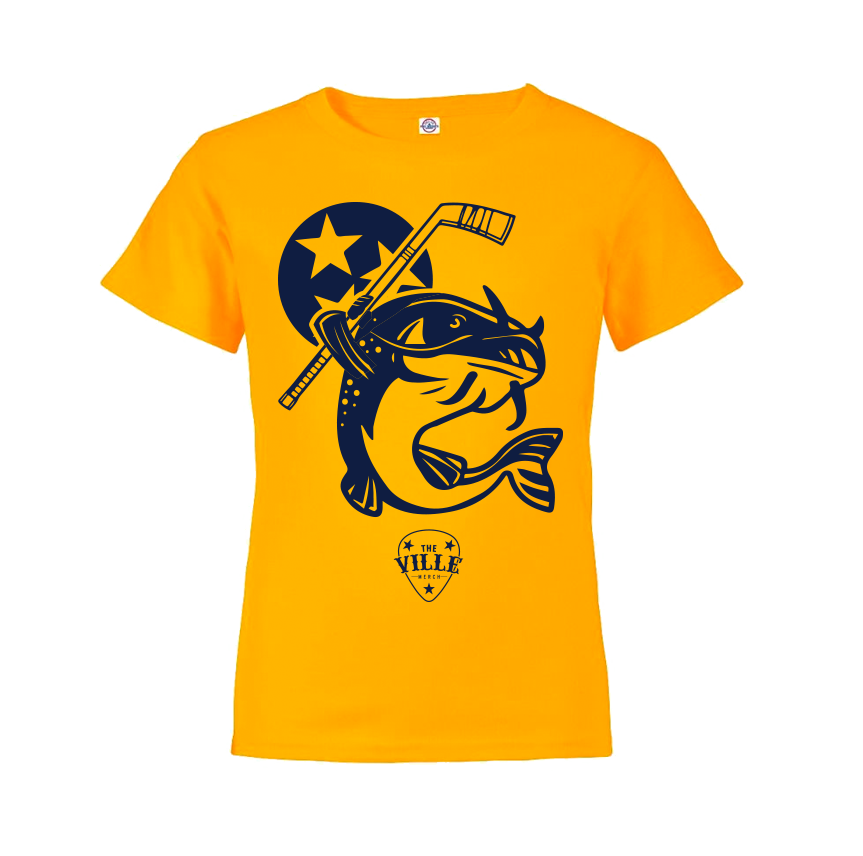 
                  
                    Load image into Gallery viewer, Stanley the Catfish Tee - Youth - Gold
                  
                