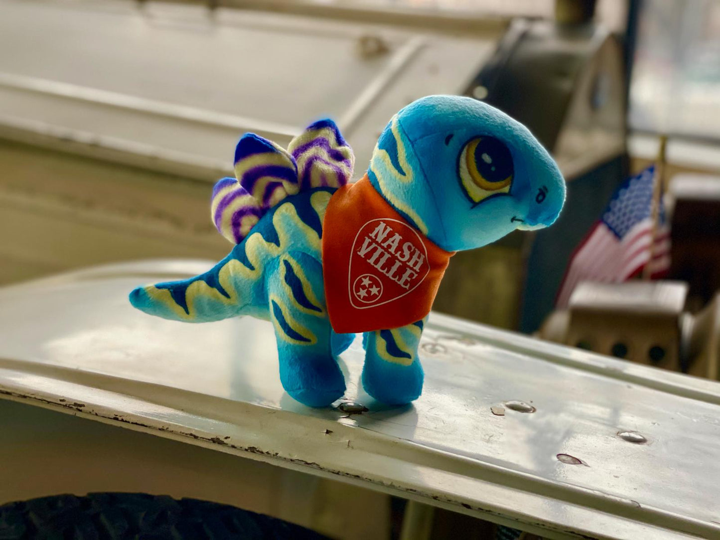 Plush toy stuffed Blue Stegosaurus, 9". Imagination Series