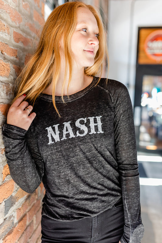 Ladies NASH acid wash long sleeve