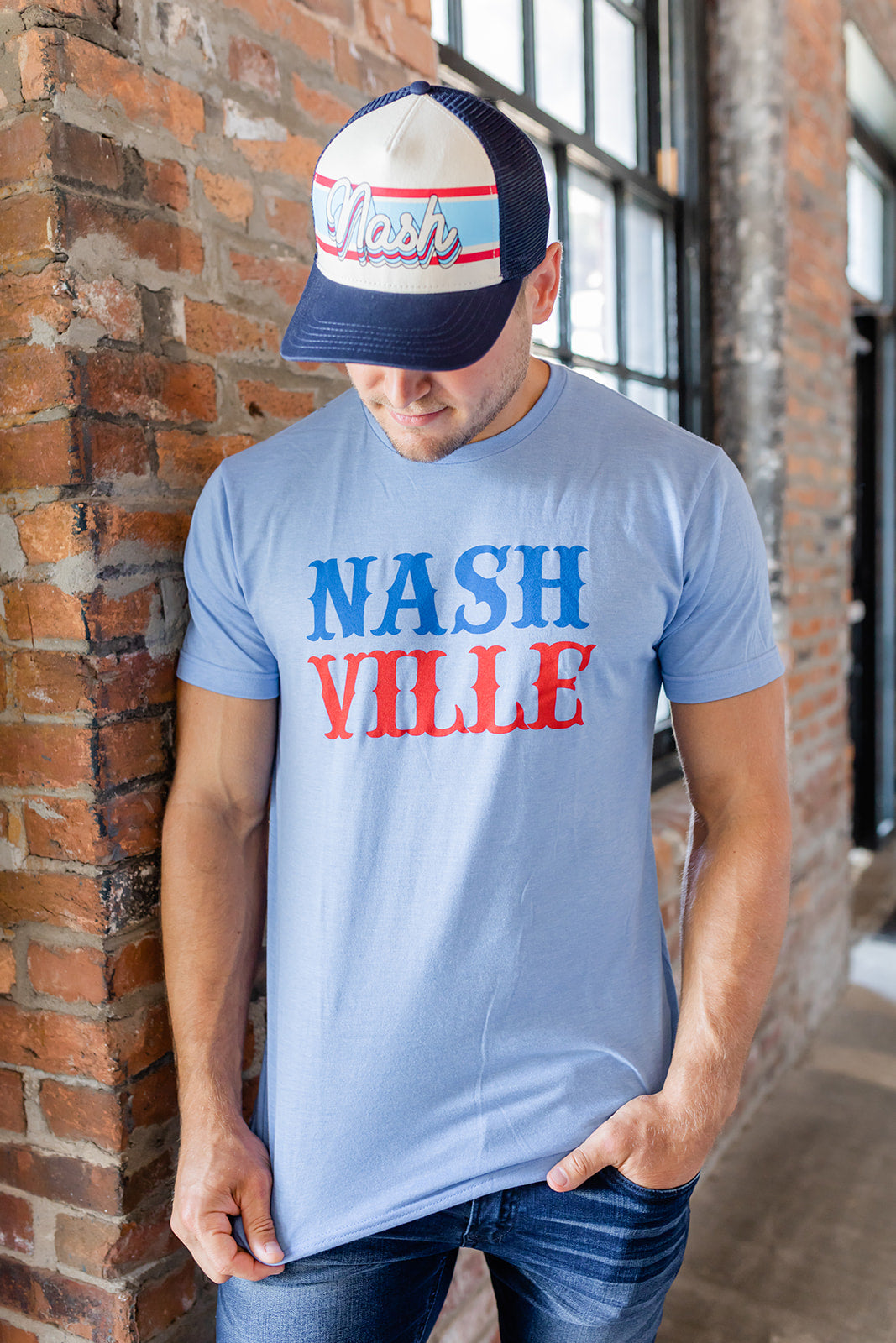 Retro Nashville Trucker Hat - Blue